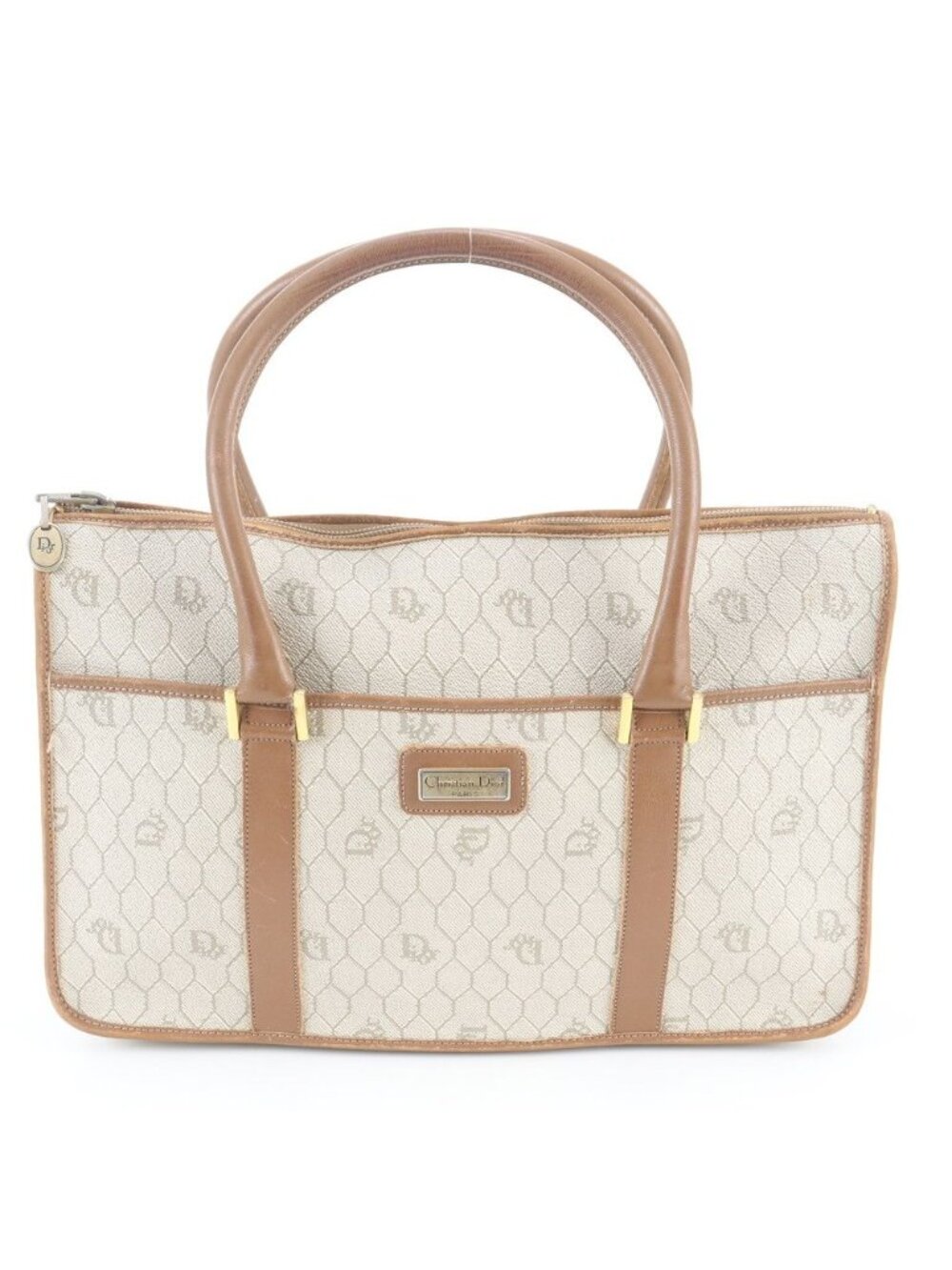 Dior Vintage Honeycomb Pattern Leather Handbag Tote